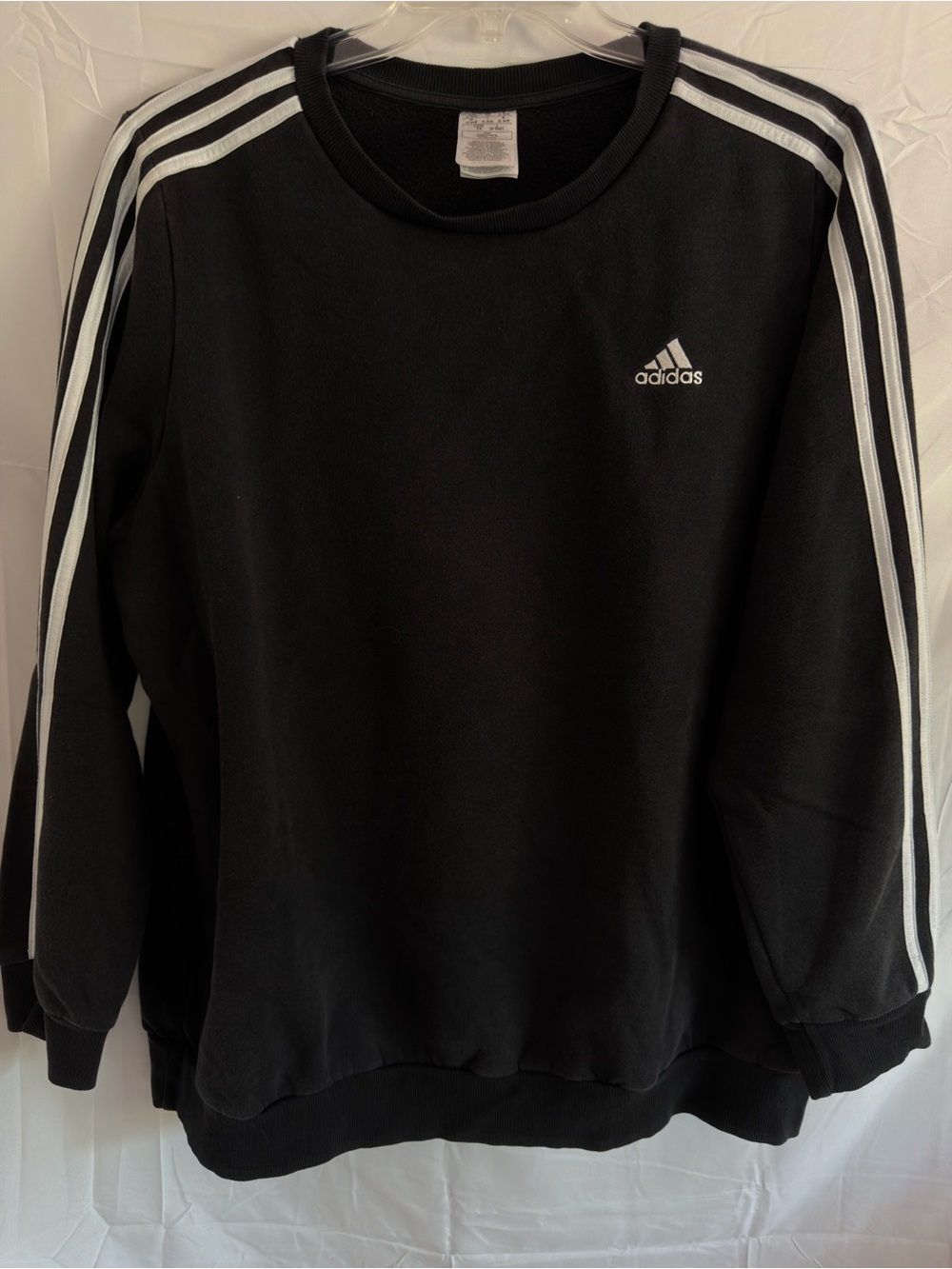 adidas Black Crewneck Sweatshirt with White Stripes 3XL